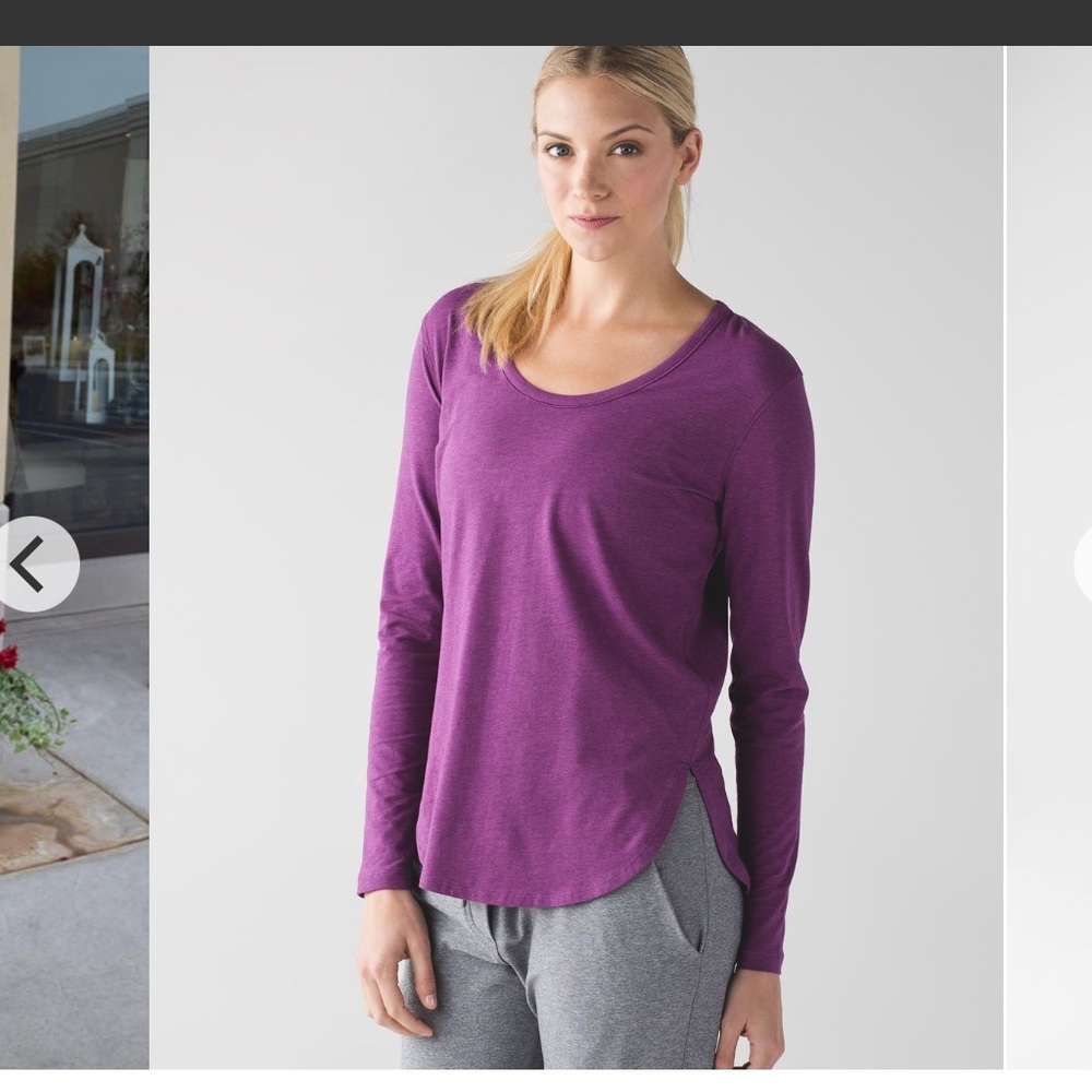LULULEMON Love scoop long sleeve heathered chill grape purple size 4 yoga cotton